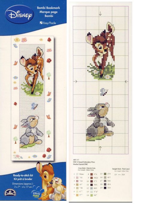 Bambi and Thumper Bookmark Bambi Cross Stitch Pattern, Bambi Cross Stitch, Disney Bookmarks, Bambi And Thumper, Disney Cross Stitch Patterns, Baby Cross Stitch Patterns, Cross Stitch Books, Disney Cross Stitch, Cross Stitch Needles