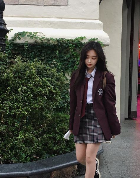 Korean Uniform School, Korean Outfits School, Korean School Outfits, Korean Girl Dress, Hwa Min, Ig Girls, School Uniform Outfits, Cute School Uniforms, School Uniform Fashion