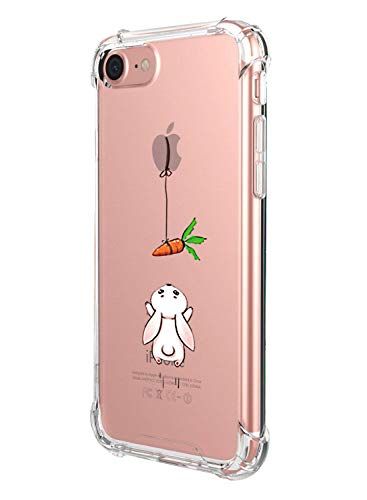 Compatible/Replacement pour Coque Transparent iPhone 7iPhone 8 Ultra Mince TPU Silicone Souple Housse Fine Mignon Motif Dessin Bumper Anti-Scratch Protection Etui Case Cover (Carotte de lapin) Transparent Iphone, Iphone Se 2020, Coque Iphone, Iphone Case Covers, Iphone Se, Phone Ring, High Tech, Iphone 8, Iphone 6