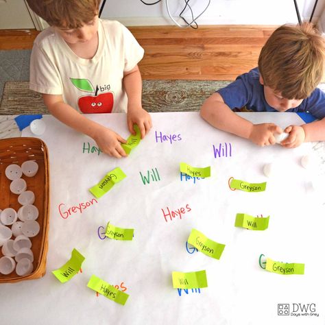 Crack a Name; an Indoor Easter Activity - Days With Grey Egg Activities For Kids, Name Activities For Preschool, Diy Name Cards, Egg Activities, Easter Egg Activities, Easter Activities For Preschool, Easter Games For Kids, Preschool Names, Kids Activities At Home