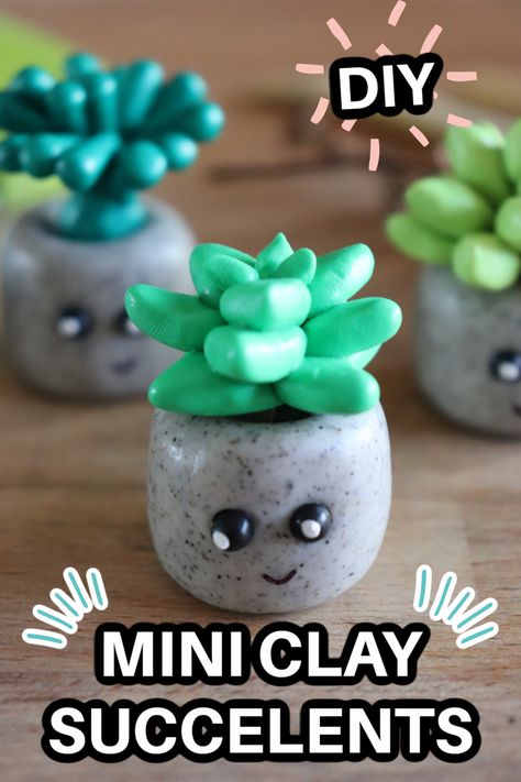 Fimo, Diy Polymer Clay Plant Pot, Miniatures With Clay, Air Dry Clay Succulents, How To Make Polymer Clay Figures, Diy Clay Succulents, Easy Air Dry Clay Projects Animals, Clay Molding Ideas Diy, Polymer Clay Ideas Animals