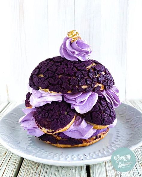 Ube Profiteroles | Ube Cream Puffs | Secret Recipe Profiteroles, Cream Puffs Recipe, Cream Puff Recipe, Blue Cakes, Pastry Cream, Cream Puffs, Monthly Subscription, Secret Recipe, Pastry