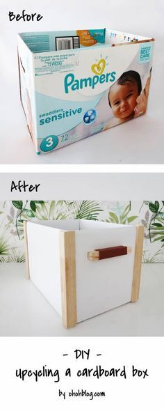 How to Recycle a Cardboard Box for Storage Diy Box Storage, Cardboard Box Storage, Baby Toy Box, Diy Karton, Recycle Cardboard Box, Cardboard Storage, Diy Organizer, Craft Storage Organization, Cardboard Toys
