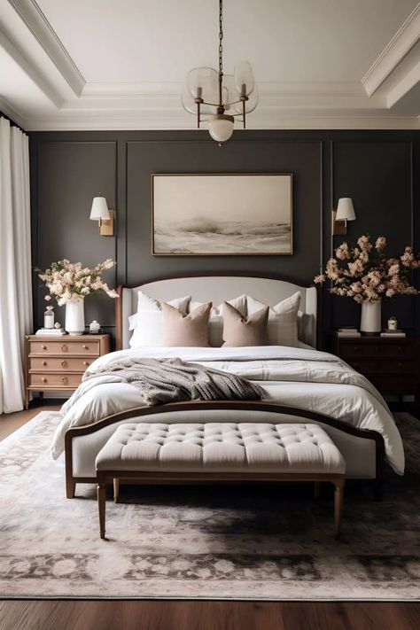 Moody Bedroom Ideas, Moody Bedroom, Dark Bedroom, Bedroom Trends, Bedroom Decor Cozy, Black Bedroom, Romantic Bedroom, Bedroom Refresh, Dreamy Bedrooms