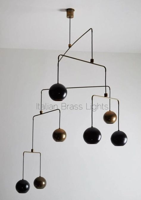 1950's Mid Century Antique Brass Mobile Chandelier Industrial Diabolo Orb Sputnik Italian Stilnovo Kalmarchandelier Handmade Vintage Ceiling - Etsy Brass Mobile, Chandelier Industrial, Mobile Chandelier, Vintage Ceiling, Arm Chandelier, Sputnik Chandelier, Brass Lighting, Brass Chandelier, Room Lights