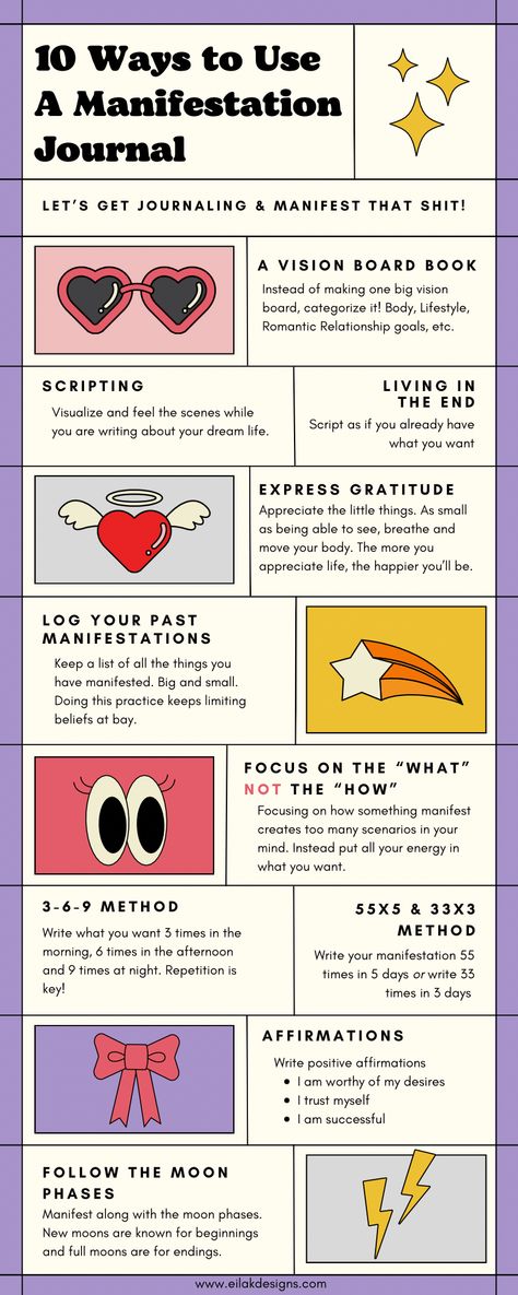 1. Create a vision board book 2. Script 3. Living in the End 4. Express Gratitude 5. Log your past manifestations 6. Focus on the “what” not the “how” 7. 3-6-9 method 8. 55x5 / 33x3 method 9. Writing affirmations 10. Follow the moon phases 33 X 3 Manifestation, Manifestation Writing Methods, 33×3 Manifestation Method, 55×5 Method, 55×5 Manifestation Method, 3x33 Manifestation Method, Manifesting Script, 3 6 9 Manifestation Method Example, 55x5 Manifestation Examples