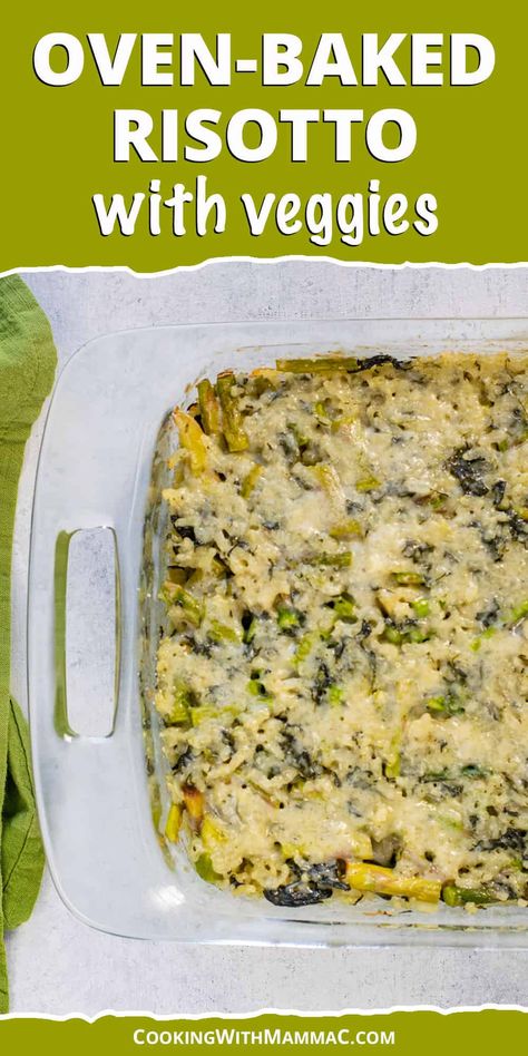 Oven-Baked Risotto with Vegetables Polenta Recipes Healthy, Baked Risotto Recipes, Risotto Recipes Vegetarian, Vegetable Risotto Recipes, Oven Risotto, Veggie Risotto, Oven Baked Risotto, Baked Risotto, Vegetarian Risotto