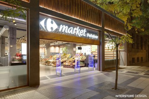 Carrefour Market - Entrance - Opening Dicember 2016 Supermarket Entrance Design, Grocery Store Design Exterior, Grocery Store Exterior, Supermarket Facade, Market Entrance, Supermarket Design Interior, Bloxburg Town, Store Entrance, Luxury Homes Exterior