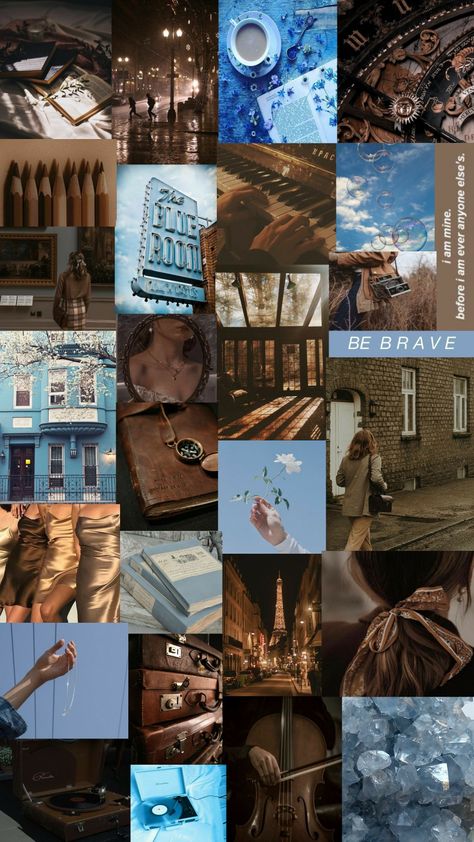 Blue And Brown Aesthetic, Aesthetic Visionboard, Aesthetic Mood Board, Blue Aesthetic Dark, Bedroom Colour Palette, Brown Rooms, Room Color Schemes, Brown Wallpaper, Black Love Art