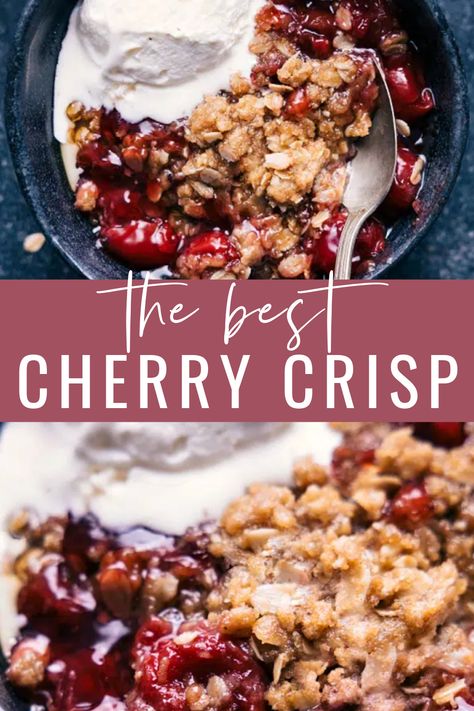 Vegan Cherry Crisp, Cherry Crisp With Fresh Cherries, Dutch Cherry Pie Recipe, Fresh Cherry Crisp Recipe, Dutch Cherry Pie, Cherry Baking Recipes, Cobbler With Oatmeal Crumble, Cherry Crisp With Pie Filling, Cherry Crisp Recipe With Fresh Cherries