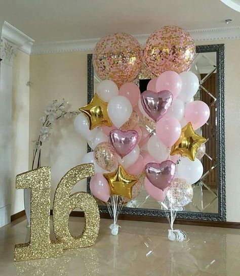 Sweet 16 Sweet 16 Party Decorations, Decoration Birthday Party, Sweet 16 Decorations, Quinceanera Decorations, Rose Gold Party, Sweet Sixteen Parties, Sweet 16 Birthday Party, Sweet Sixteen Birthday, Decoration Birthday