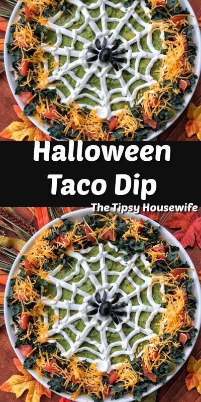 Taco Dip for your Halloween party! Kid friendly and easy to make!  #halloween #recipe #taco Taco Dip Spider Web, Easy Halloween Taco Dip, Spooky Taco Dip, Spider Web Taco Dip Recipe, Spider Taco Dip, Spooky Bean Dip, Spooky Seven Layer Dip, Taco Dip Halloween Party, Halloween Mexican Dip