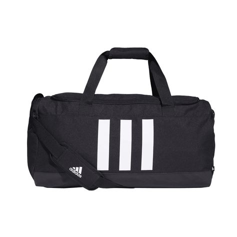 The adidas Essentials 3-Stripes Duffel Bag Medium in this Black with White colourway. Whether you're headed to the gym or for a weekend out of town, carry it all in this adidas duffel bag. A separate compartment keeps an extra pair of shoes away from your clean clothes. Built-in organisation means no more digging through a bottomless duffel for that thing you need. This product is made with Primegreen, a series of high-performance recycled materials.    Volume: 39 litres   Mesh and zip end pocke Pierre Cardin, Organisation, Men's Backpacks, Clean Clothes, Bag Essentials, Travel Duffel, Jd Sports, Adidas Online, Men's Backpack