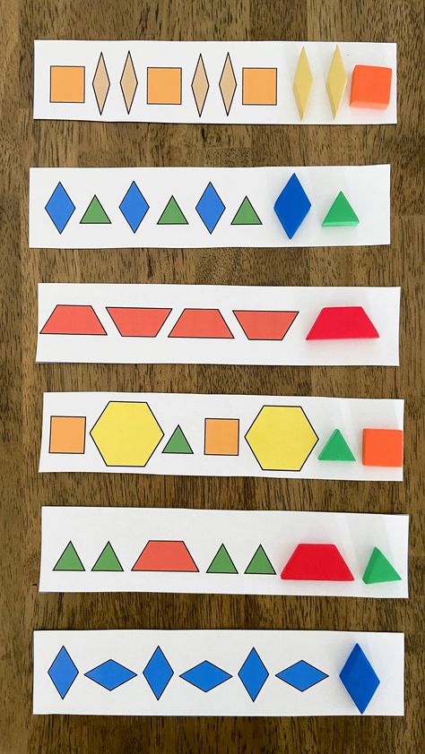 patterning activities Montessori, First Grade Pattern Activities, Pattern Maths Activities, Patterns Kindergarten Activities, Patterning Activities For Kindergarten, Kindergarten Pattern Activities, Sentra Balok, Pattern Activities Kindergarten, Math Patterns Activities