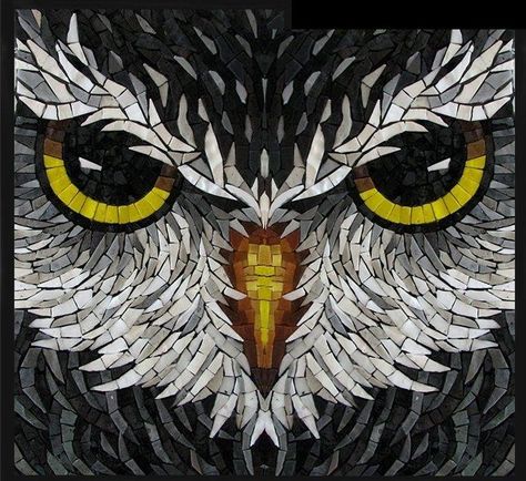 Owl Mosaic, Mosaic Birds, Paper Collage Art, Glass Mosaic Art, Christmas Tree Inspiration, Owl Patterns, Small Canvas Art, Mosaic Projects, Small Canvas