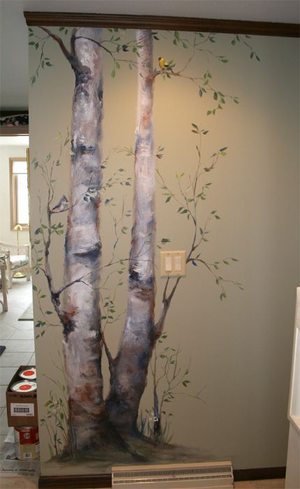 soft and inviting. perfect for the space Tree Mural, Faux Painting, Seni 3d, Mural Painting, Wall Treatments, Mural Art, Tree Wall, Wall Paint, Garden Wall