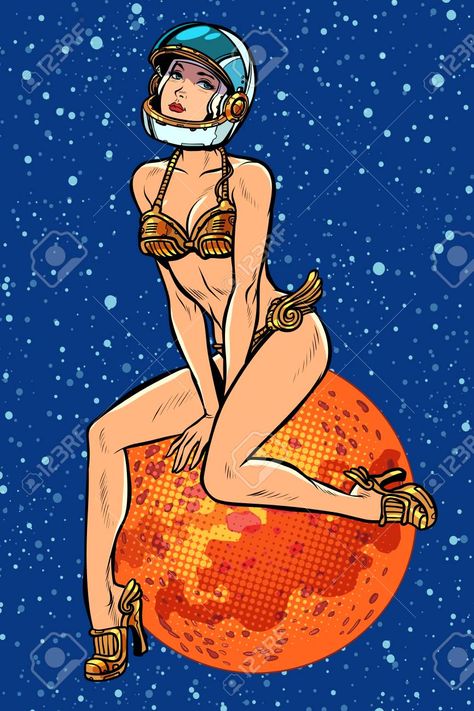 Pin Up Girl. Attractive Sexy Astronaut Woman Alien In A Futuristic Retro Costume Ilustraciones Vectoriales, Clip Art Vectorizado Libre De Derechos. Image 118677147. Astronaut Woman, Space Girl Art, Futuristic Retro, Sci Fi Outfit, Alien Vector, Dibujos Pin Up, Retro Comic Book, Sci Fi Comics, Adult Coloring Designs