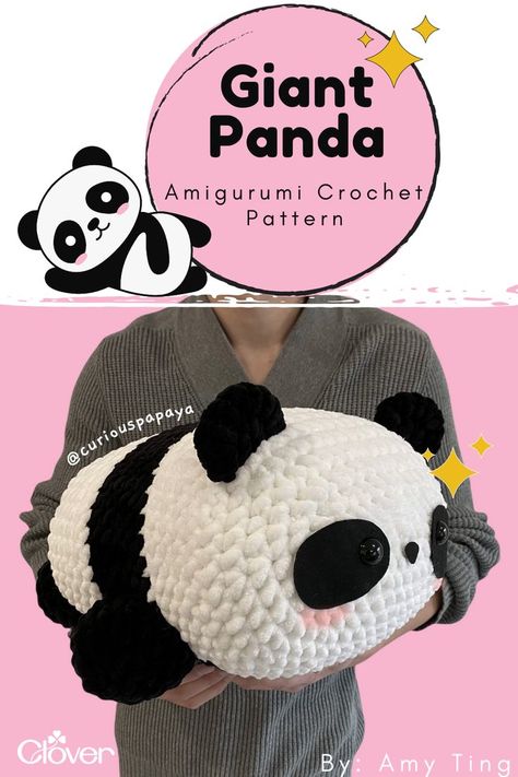 Crochet Amigurumi Free Patterns Panda, Amigurumi Big Free Pattern, Panda Pillow Crochet, Life Size Crochet Animal, Crochet Chicken Nugget Pillow, Giant Crochet Free Pattern, Giant Panda Crochet Pattern, Free Panda Amigurumi Pattern, Crochet Patterns Squishmallow