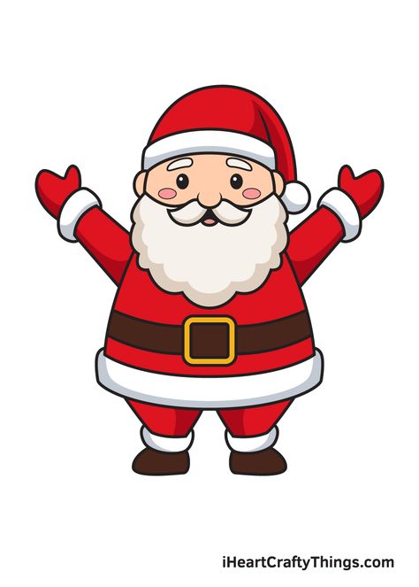 Easy Santa Drawing, Santa Claus Drawing Easy, Christmas Pictures To Draw, Draw Santa Claus, Draw Santa, Santa Claus Drawing, Santa Cartoon, Santa Claus Crafts, Easy Christmas Drawings