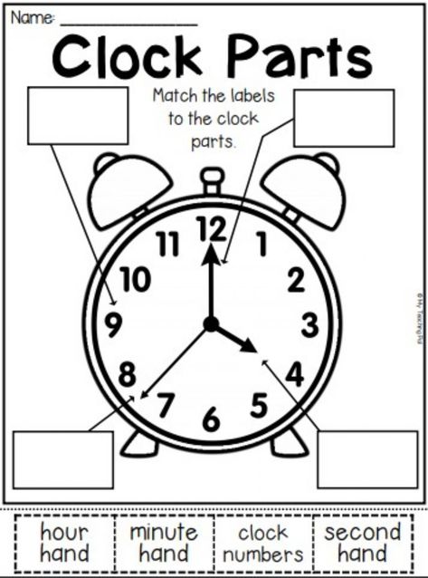 Exercise For Kindergarten, Parts Of A Clock, Tell The Time Clock, Learning Time Clock, Kindergarten Telling Time, Clock Worksheets, Time Worksheet, Telling Time Worksheets, Time Lessons