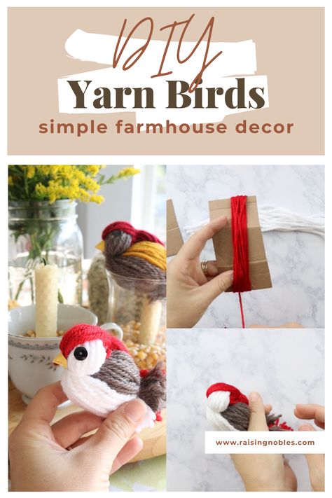 Amigurumi Patterns, Natal, Simple Yarn Projects, Yarn Projects Diy Simple, Easy Christmas Yarn Crafts, Diy Bird Ornaments Christmas, How To Make Birds Crafts, Yarn Birds Diy, Spring Bird Craft