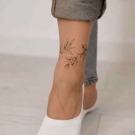 Ankle Tattoo Floral, Ankle Flower Tattoo Wrap Around, Woman Flower Tattoo, Ankle Tattoos For Women Wrap Around, Ankle Wrap Tattoo, Ankle Flower Tattoo, Inside Ankle Tattoos, Leg Flower Tattoo, Wrap Around Ankle Tattoos