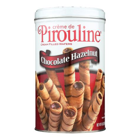 Crème de pirouline, with the trademark swirl, are filled with a decadent "premium" ingredients chocolate hazelnut cream made from the finest cocoa. Rolled wafers. A whole lot of flavor one secret to the deliciousness of pirouline is our unique, proprietary process which slowly toasts each rolled wafer to perfection. Crème de pirouline, with the trademark swirl, are filled with a decadent "premium" ingredients chocolate cream made from the finest cocoa.country of origin : united statesis kosher : Cookies For Coffee, Wafer Sticks, Rolled Cookies, Ice Cream Snacks, Hazelnut Cream, Tea Ice Cream, Soft Baked Cookies, Gluten Free Stuffing, Soft Bakes