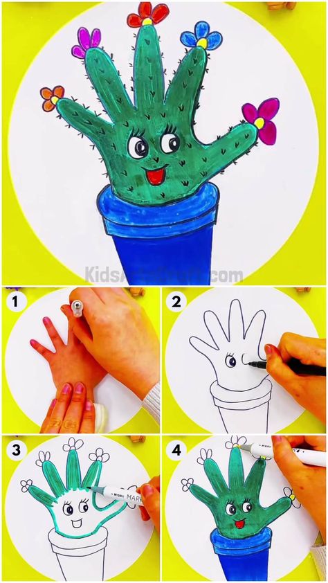 Creative Cactus Drawing From Hand Outline Idea For Kids Check more at https://www.kidsartncraft.com/cactus-drawing-hand-outline-tutorial/ Tracing Hands Art, Traced Hand Art, Drawing Activities For Toddlers, Step By Step Drawing For Beginners, Easy Santa Drawing, Shadow Tracing, Handprint Art Kids, Basic Drawing For Kids