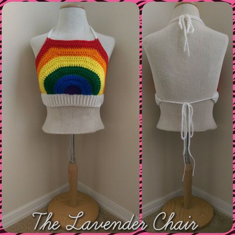 Patchwork, Kupaci Kostimi, Crop Top Crochet Pattern, Lavender Chair, The Lavender Chair, Rainbow Crop Top, Crop Top Crochet, Pride Festival, Top Crochet Pattern