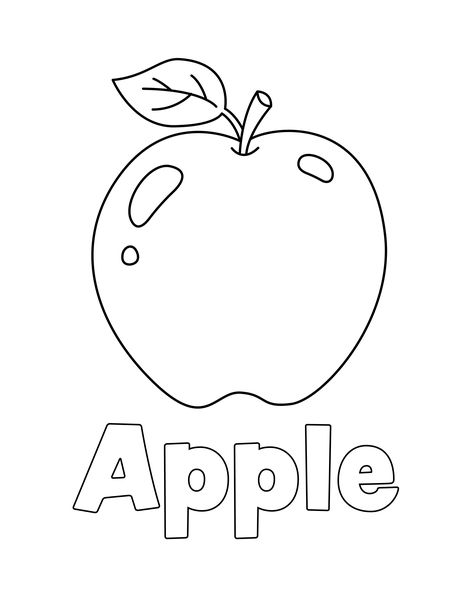 Apple Coloring Page from LittleBeeFamily.com Fruits Coloring Pages Free Printable, Apple Tree Coloring Page Free Printable, Coloring For Kindergarten Free Printable, Fruits For Coloring, Apple Tree Coloring Page, Fruits Colouring Pages For Kids, Fruits Coloring Pages For Kids, Apple Drawing Kids, Apple Worksheets Preschool