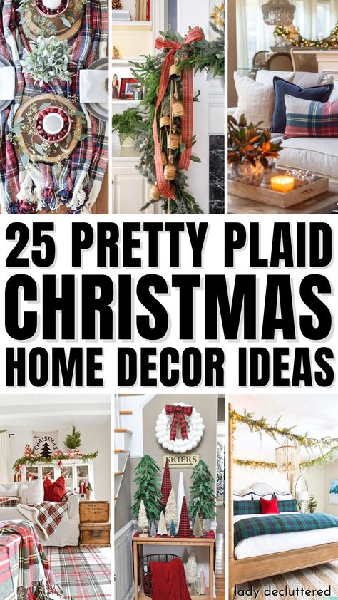 25 Pretty Plaid Christmas Home Decor Ideas Tartan Plaid Christmas Decor, Christmas Plaid Decor, Modern Christmas Diy, Plaid Home Decor, Plaid Ornaments, Timeless Christmas, Christmas Home Decor Ideas, Tartan Plaid Christmas, Diy Christmas Sweater