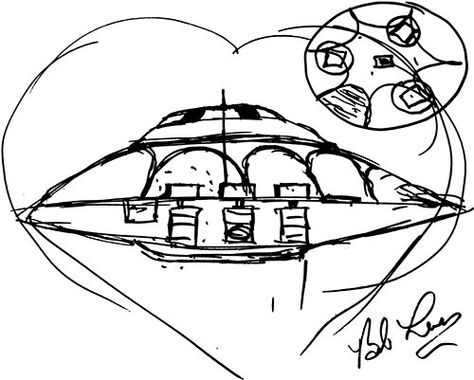 Bob Lazar Sketch Dm Inspiration, View Sketch, Alien Craft, Bob Lazar, Alien Stuff, Aliens History, Alien Crafts, Model Sketch, Sports Models