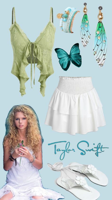 taylor swift debut eras tour outfit!: top,skirt,shoes,jewellery-cider Taylor Swift Debut Eras Tour, Debut Eras Tour Outfit, Debut Eras Tour, Debut Outfit, Hslot Outfit Ideas, Sims Challenge, Taylor Swift Debut, Eras Tour Outfit, Creative Outfits