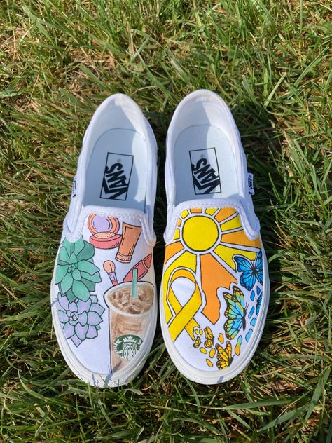 Painting Vans Ideas, Painting Vans, Customized Vans, Van Drawing, Customised Vans, Vans Painted, Shoe Painting, Painting Shoes, Painted Shoes Diy