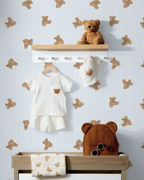 All posts • Instagram Teddy Nursery Theme, Nursery Ideas Bear Theme, Brown And Blue Nursery, Little Bear Nursery, Nursery Bear Theme, Teddy Bear Themed Nursery, Baby Boy Teddy Bear Nursery, Brown Nursery Ideas, Teddy Bear Room Decor