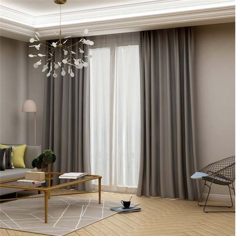 Modern Grey Blackout Curtain Solid Color Silk Imitation Curtain Living Room Bedroom Fabric(One Panel) Plain Curtains Living Room, Grey Living Room Curtains, Curtains Bedroom Modern, Living Room Curtains Ideas Modern, Modern Curtains Bedroom, Modern Curtains Living Room, Modern Curtain Ideas, Curtain Color Ideas, Curtains Living Room Ideas
