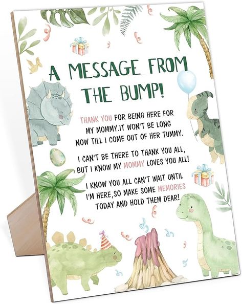 Amazon.com: Baby Shower Game for A Message From The Bump,Wooden Baby Shower Game Sign With Stand,Dinosaur Baby Shower Table Decoration,Baby Shower Welcome Sign,Party Favors Supplies,Gender Reveal Ideas,-7 : Home & Kitchen Dinosaur Theme Gender Reveal, Dino Baby Shower Games, Baby Showers For Boys Theme, Dinosaur Baby Shower Boy, Boy Baby Shower Ideas Dinosaur, Dinosaurs Baby Shower Ideas, Baby Dino Baby Shower Ideas, Dinosaur Shower Ideas, Dino Themed Baby Shower Ideas