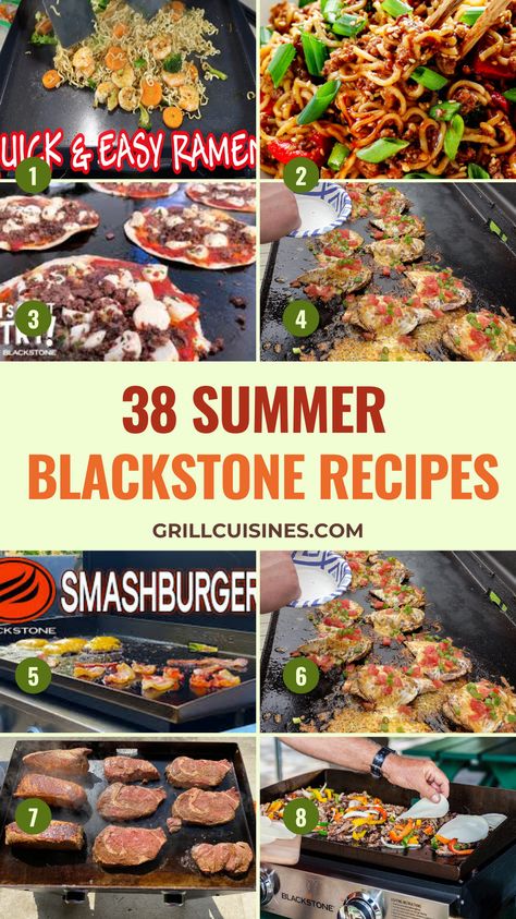 Try our top 38 Blackstone griddle recipes for summer. These outdoor griddle recipes are perfect for easy, quick, and delicious outdoor meals. Blackstone Panini Recipes, Chicken And Veggies On Blackstone, Healthy Dinner Recipes On Blackstone, Summer Dinner Blackstone, Black Stone Meals Easy, Black Top Recipes, Recipes For A Flat Top Grill, Dinner On Griddle, Blackstone Ideas For Dinner