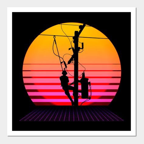 Retro Lineman Silhouette Gift Power Pole Electrician Linemen -- Choose from our vast selection of art prints and posters to match with your desired size to make the perfect print or poster. Pick your favorite: Movies, TV Shows, Art, and so much more! Available in mini, small, medium, large, and extra-large depending on the design. For men, women, and children. Perfect for decoration. Sleeve Tattoos, Lineman Silhouette, Power Lineman, Scene Tattoo, Silhouette Gifts, Traditional Tattoo Sleeve, Tattoo Sleeve, Traditional Tattoo, Extra Large