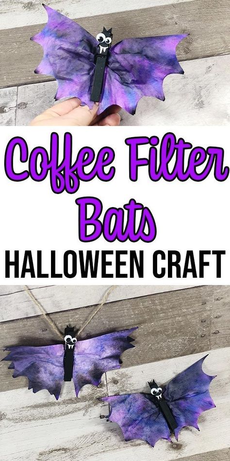 Bats With Coffee Filters, Fall Steam Projects, Art Activities Halloween, Halloween Crafts Coffee Filters, Halloween Theme Crafts Preschool, Preschool Art Halloween, Bat Crafts Preschool Art Projects, Vpk Halloween Crafts, Bat Clothespin Craft
