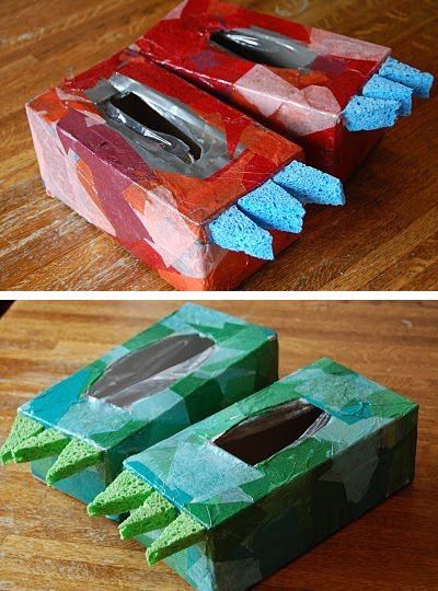 Dino shoes made from tissue boxes. evy would love these! i guess i need to buy this size tissue box instead of the squares! Dino Shoes, Dinosaur Activities, Dinosaur Crafts, Crafty Kids, Toddler Fun, Crafts For Kids To Make, Easy Crafts For Kids, Dinosaur Birthday, Tissue Box