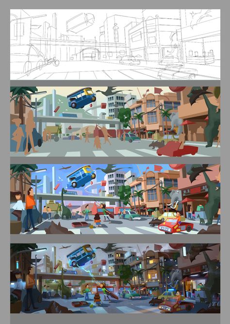 How To Draw Environments Concept Art, Animation Design Character, How To Draw Concept Art, Background Design Concept Art, Concept Art For Animation, Concept Art Scene, How To Render Backgrounds, Environment Art Concept, Background Design Portfolio