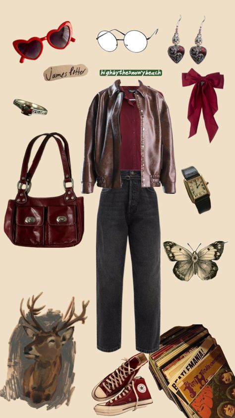James potter outfit inspo all the young dudes marauders jegulus prongs James Potter Outfits, James Potter Outfit, Marauders Outfits, Marauders Jegulus, Outfit Collage, All The Young Dudes, James Potter, The Marauders, The Young
