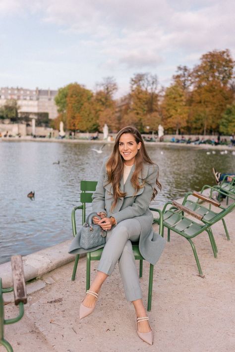 Gal Meets Glam Paris For My Birthday Part 1. -Chloe Coat, Rebecca Taylor Sweater, Theory Pants, Miu Miu Flats & Dior Bag 1 Mill, Paris Coffee, Tuileries Garden, Look Office, Julia Berolzheimer, Gal Meets Glam, Outfits Mujer, Paris Paris, All Smiles