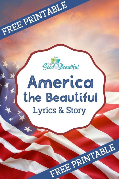 Read the story behind a popular US patriotic song, America the Beautiful, based on a poem written by Katharine Lee Bates. Download a free printable version of America the Beautiful lyrics too! America The Beautiful Lyrics, Usa Constitution, Patriotic Songs, Patriotic Poems, Free Homeschool Resources, Free Homeschool Printables, Poetry For Kids, America The Beautiful, Senior Activities