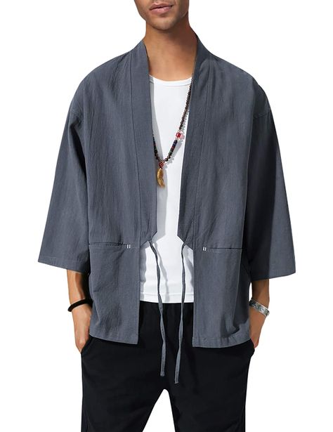 Kimonos, Mens Kimono Pattern, Kimono Outfit For Men, Modern Kimono Men, Chinese Mens Fashion, Kimono Outer Pattern, Outer Outfit Casual, Japanese Clothing Style, Modern Japanese Clothing