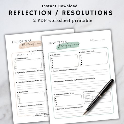 Goals School, End Of Year Reflection, Reflection Worksheet, Yearly Review, Year Reflection, Create Goals, Year Review, Work Goals, Goal Setting Worksheet