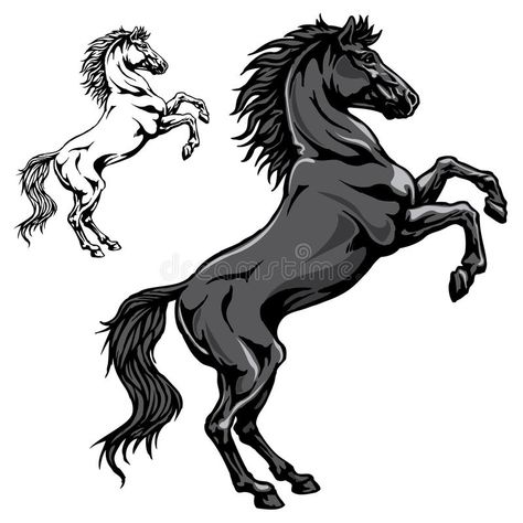 Black horse. Illustration of standing on back legs horse in black and outline , #AD, #Illustration, #horse, #Black, #standing, #outline #ad Simple Wall Paintings, Horse Standing, Horse Stencil, Painted Horses, Western Tattoos, Horse Sketch, Horse Coloring Pages, Horse Illustration, Big Wall Art