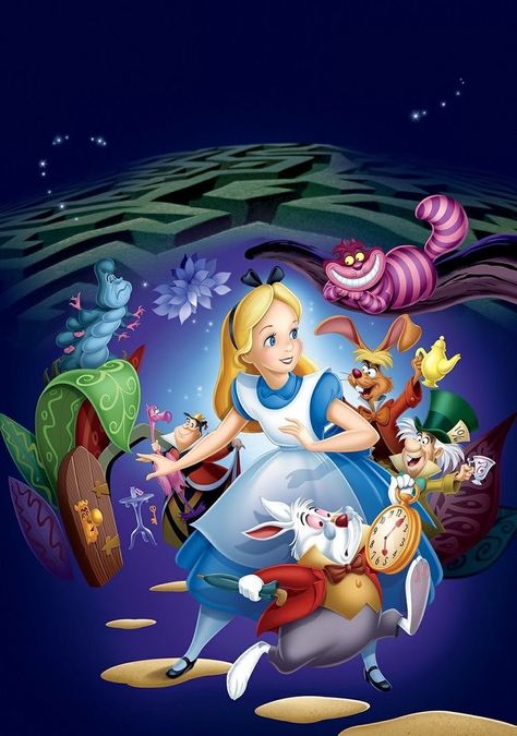 Disney Retro Wallpaper, Alice In Wonderland Cartoon, Alice And Wonderland Tattoos, Alice In Wonderland Room, Alice In Wonderland Pictures, Alice In Wonderland Diy, Alice In Wonderland Artwork, Wonderland Artwork, Alice In Wonderland Illustrations