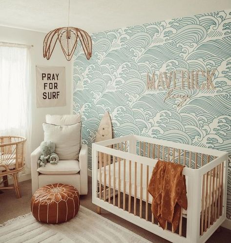 Project Nursery on Instagram: "When we polled our customers in stories asking what your favorite gendery neutral nursery themes are, many of you said Coastal or Surfer. 🌊 We love this look too!⁠ Head to stories to see more themes. ⁠ 📸: @jenanderson_photography⁠ ⁠ #projectnursery #nursery #nurseryfurniture #freeshipfurniture #nurserydecor #boynursery #surfernursery #coastaldecor #coastalnursery #babycrib #babyrocker" Neutral Nursery Themes, Ocean Baby Rooms, Surfer Nursery, Beach Theme Nursery, Surf Nursery, Nursery Themes Neutral, Wave Wallpaper, Coastal Nursery, Ocean Themed Nursery